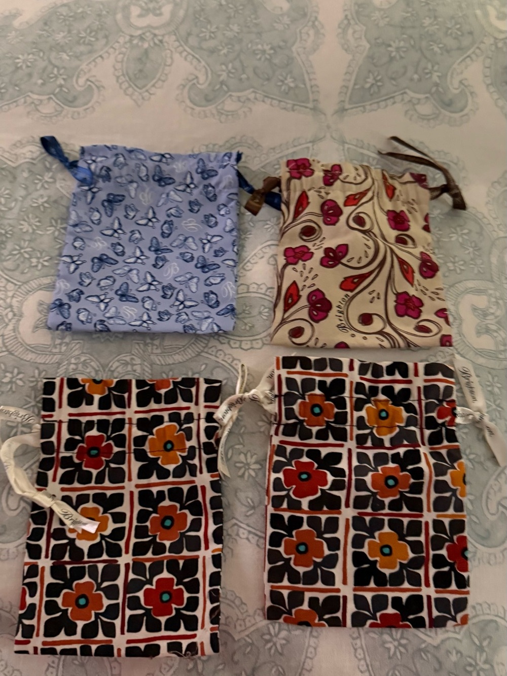 Assorted Floral Drawstring Pouches - Set of 4